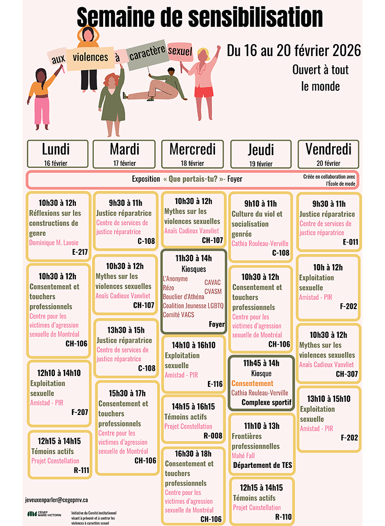programmation - semaine de sensibilisation aux violences à caractère sexuel