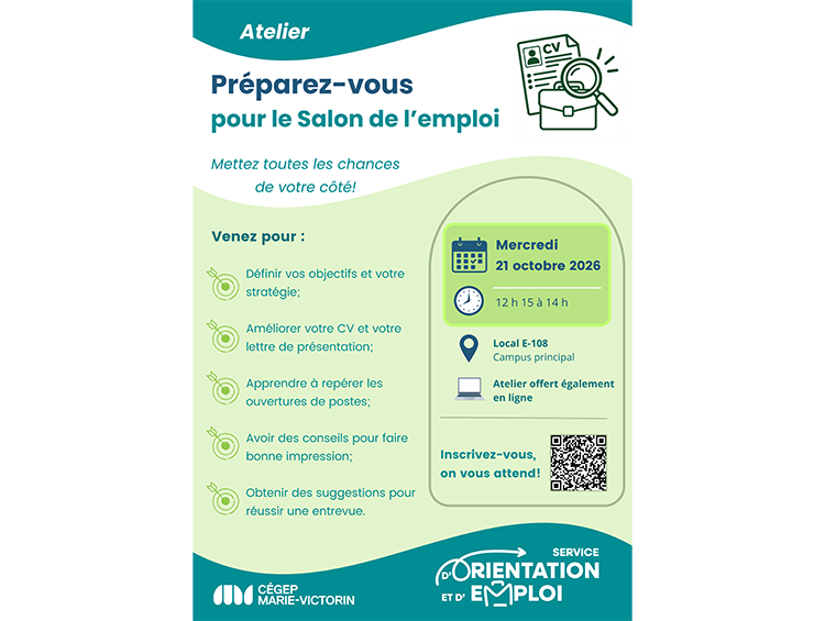 affiche atelier préparation salon de l'emploi