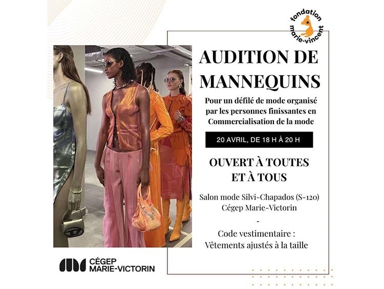 affiche audition de mannequin - Commercialisation de la mode
